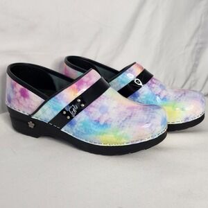 Sanita The Original Danish Clogs Women's Tie Dye Print Slip On Shoes Size 39